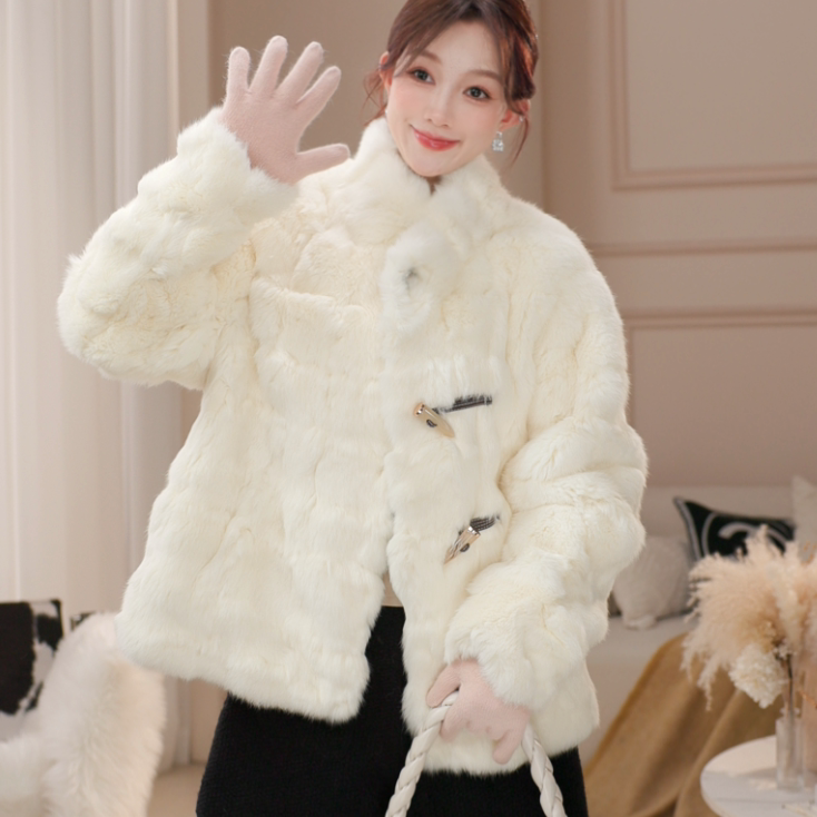 DX.DAXI【芬兰记忆】3原创设计师小香风兔毛外套DHZ-21701