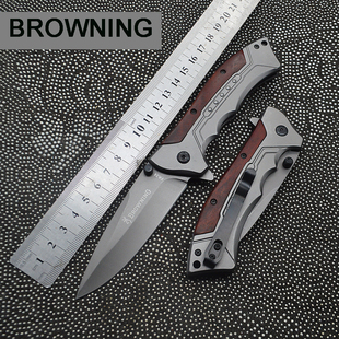 勃朗宁小刀FA24高硬度便携折叠刀露营钓鱼求生折刀水果刀440C木柄