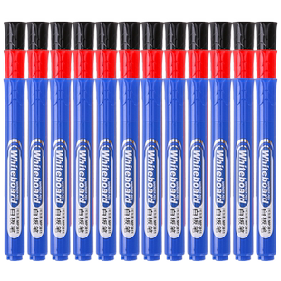 宝克可擦白板笔黑色水性可加墨儿童彩色红蓝黑板笔教师用大容量写字板笔画板笔易擦粗头白版笔文具批发