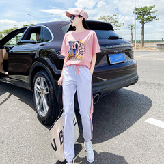 Summer new style short sleeve fried street two piece suit fashionable trend sportswear suit female student leisure