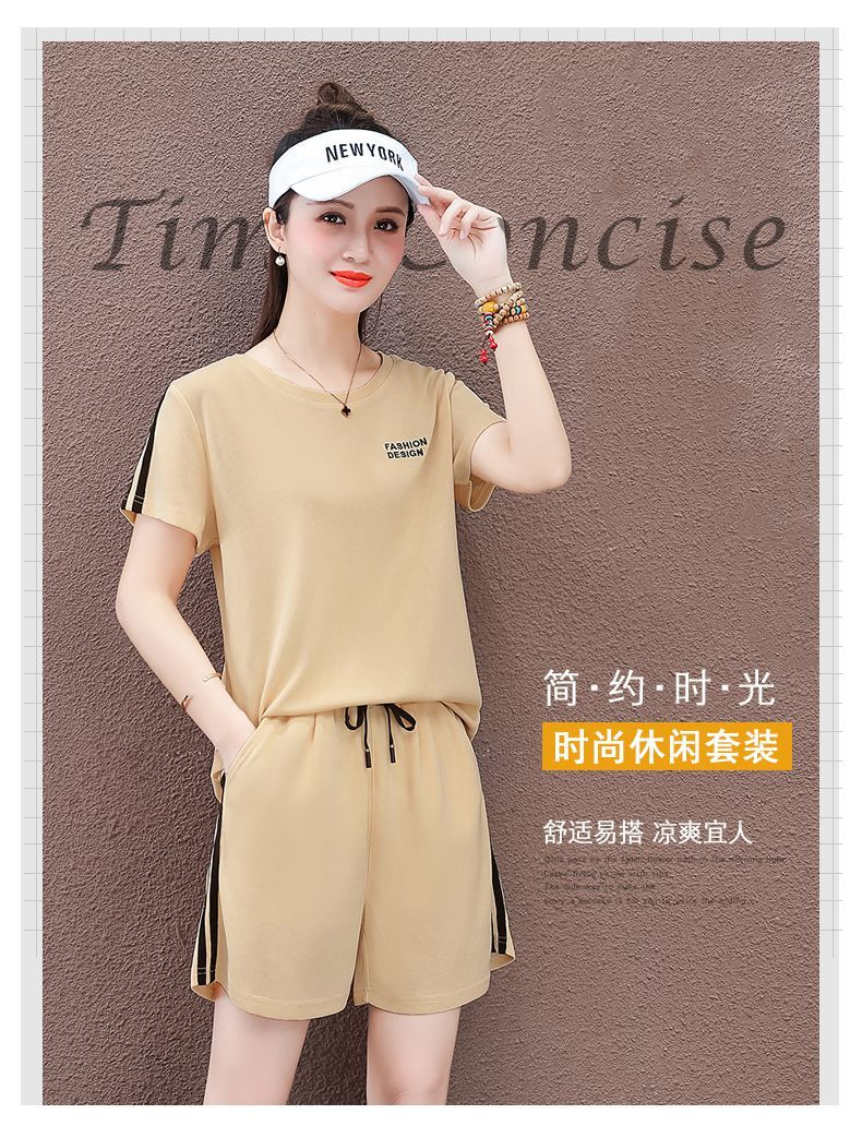 Summer short sleeve shorts sportswear suit women's Korean fashion loose show thin casual two-piece set fashion
