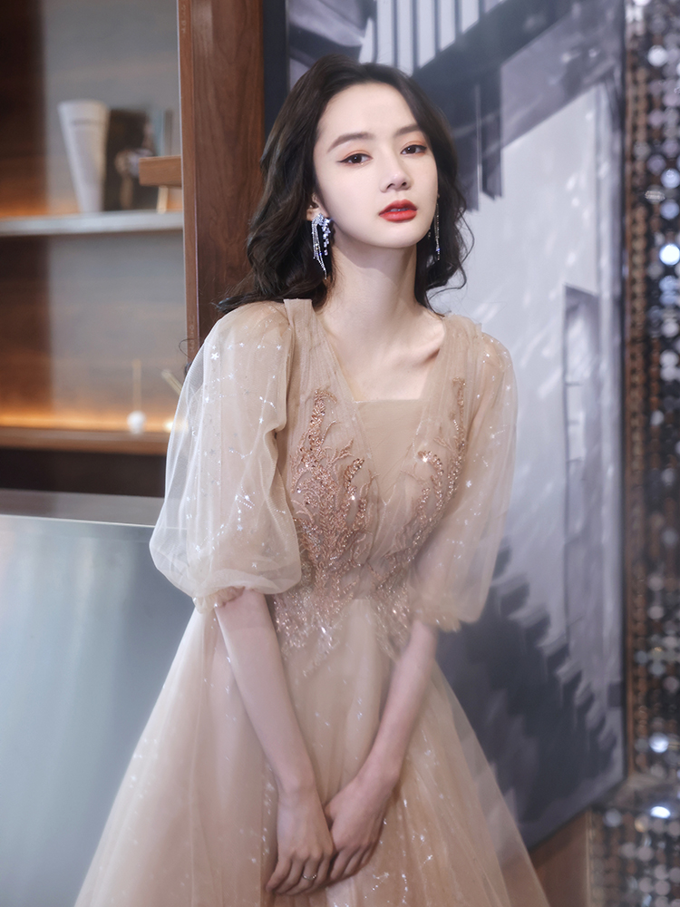 Evening dress, skirt, advanced bridesmaid dress, champagne color, 2022 collection, high-quality style Evening dress, skirt, advanced bridesmaid dress, champagne color, 2022 collection, high-quality style