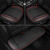 汽车坐垫单个无靠背底座三件套座椅垫防滑后排四季 通用皮打孔座垫