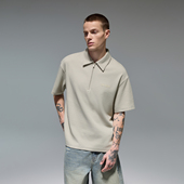 翻领半袖 CHINISM 上衣 男夏季 宽松T恤男士 半拉链短袖 polo衫