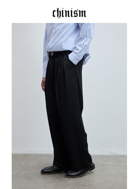 CHINISM丨黑色垂感TR西裤男2026春季慵懒通勤休闲裤/CXHC13N3016