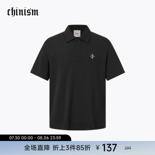凉感 黑色刺绣polo衫 CHINISM赤尘 翻领上衣 男2025夏季 休闲短袖