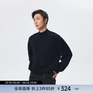 黑色羊毛衫 半高领打底衫 CHINISM赤尘 男冬季 男士 毛衣内搭针织衫