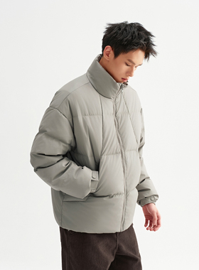 CHINISM丨pu皮立领短款羽绒服男冬季新款保暖外套/CXSA42D6086