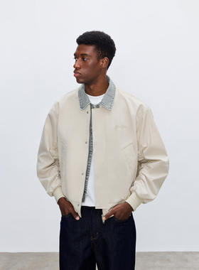 CHINISM丨牛仔拼接假两件廓形MA1飞行夹克男秋季外套/CXHB34B9075