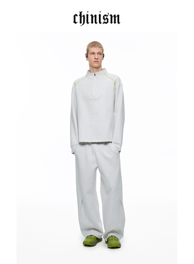 CHINISM丨莫代尔花灰色运动卫衣长裤男2026新款春季男士运动套装