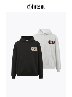 CHINISM丨贴皮立体绣花连帽卫衣男秋冬休闲男士上衣/CXHB69F2026