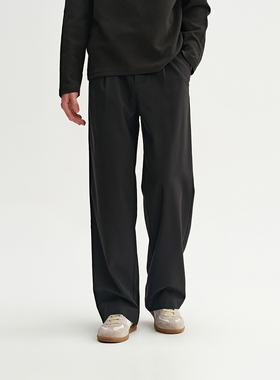 CHINISM丨黑色绒感垂感西裤男冬季宽松直筒裤美式休闲男士裤子