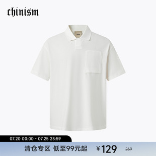 美式 男夏季 新款 上衣 纯棉t恤男士 黑色翻领短袖 CHINISM赤尘 polo衫