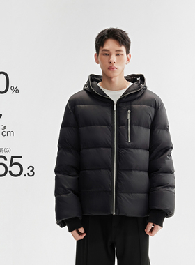 CHINISM丨黑色连帽羽绒服男冬季美式短款男士面包服/XV2342E3047