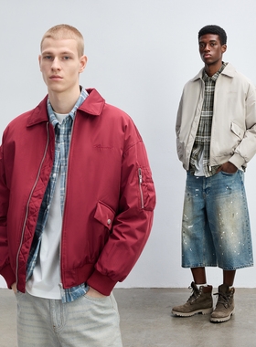 CHINISM丨飞行员夹克羽绒服男冬季2025新款男士短款白鸭绒外套