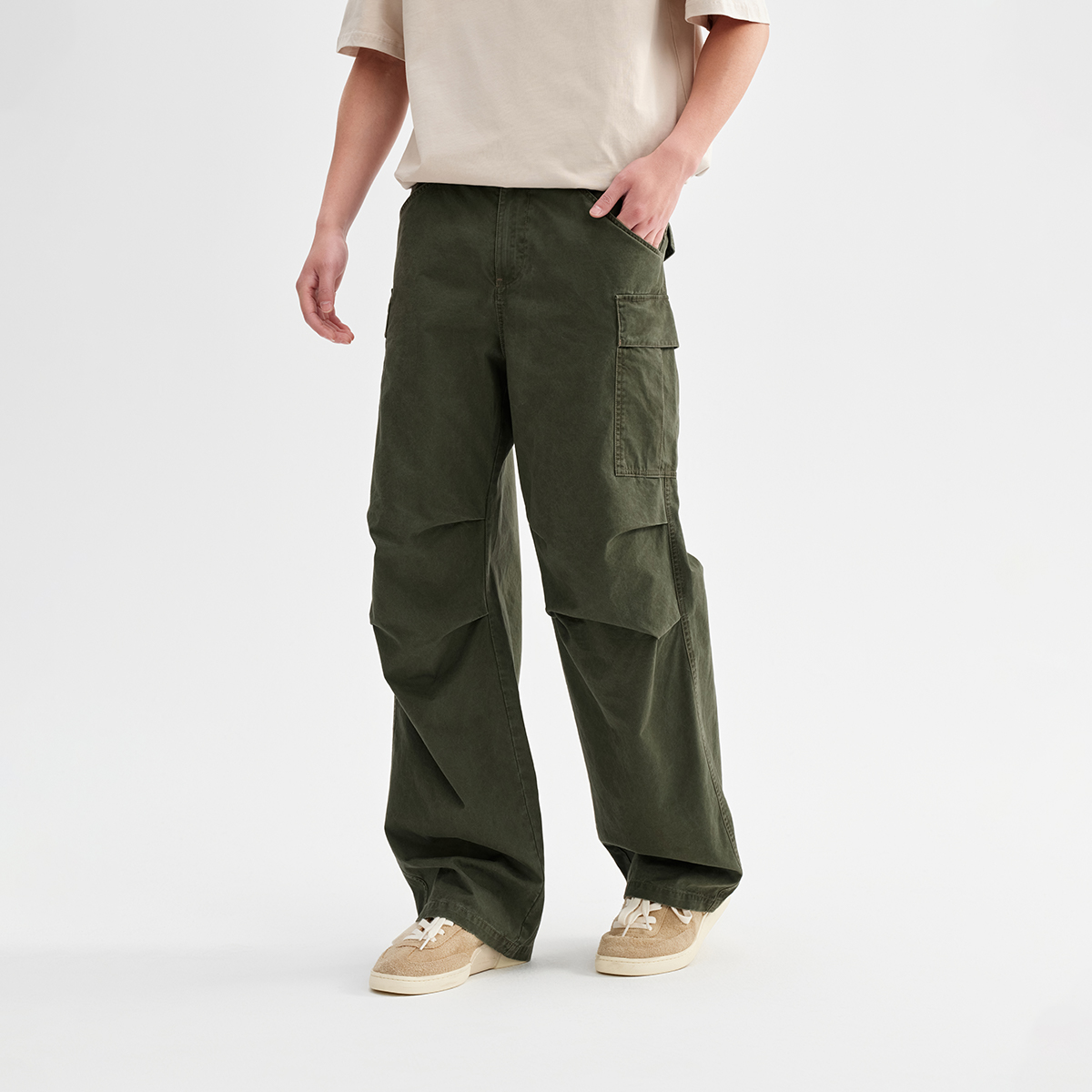 CHINISM赤尘膝部双褶工装裤男