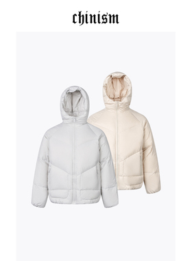 CHINISM丨短款连帽羽绒服男冬季新款黑色加厚保暖男士面包服外套