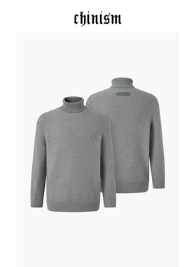 CHINISM丨灰色高领毛衣男秋冬复古简约男士保暖上衣/CXHB46L1063