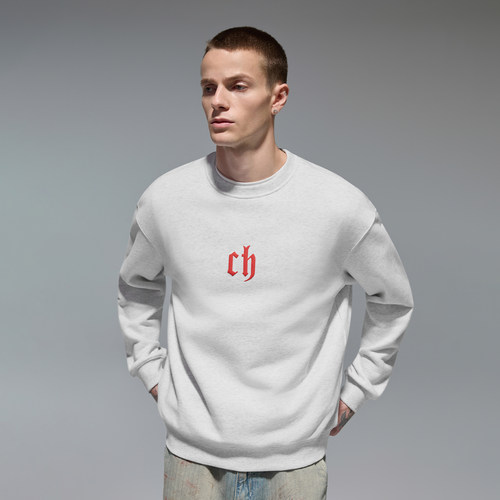 CHINISM赤尘花灰色圆领卫衣