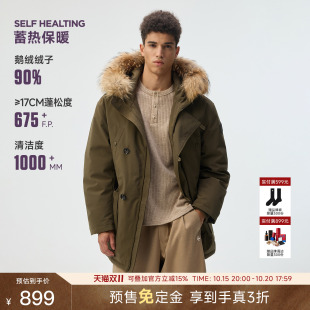 CHINISM「 可拆卸真皮毛领」中长款羽绒服男冬季新款加厚防寒外套