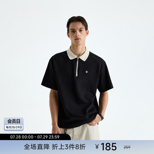 半拉链短袖 男夏季 CHINISM赤尘 polo衫 上衣 新款 刺绣撞色翻领半袖