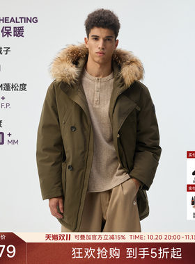 CHINISM「 可拆卸真皮毛领」中长款羽绒服男冬季新款加厚防寒外套