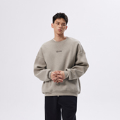 羊羔毛外套男士 CHINISM 加绒卫衣男新款 灰色圆领加厚无帽上衣