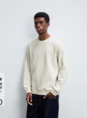 CHINISM丨重磅380G肌理针织圆领卫衣男秋季上衣外套/CXHB42K1029