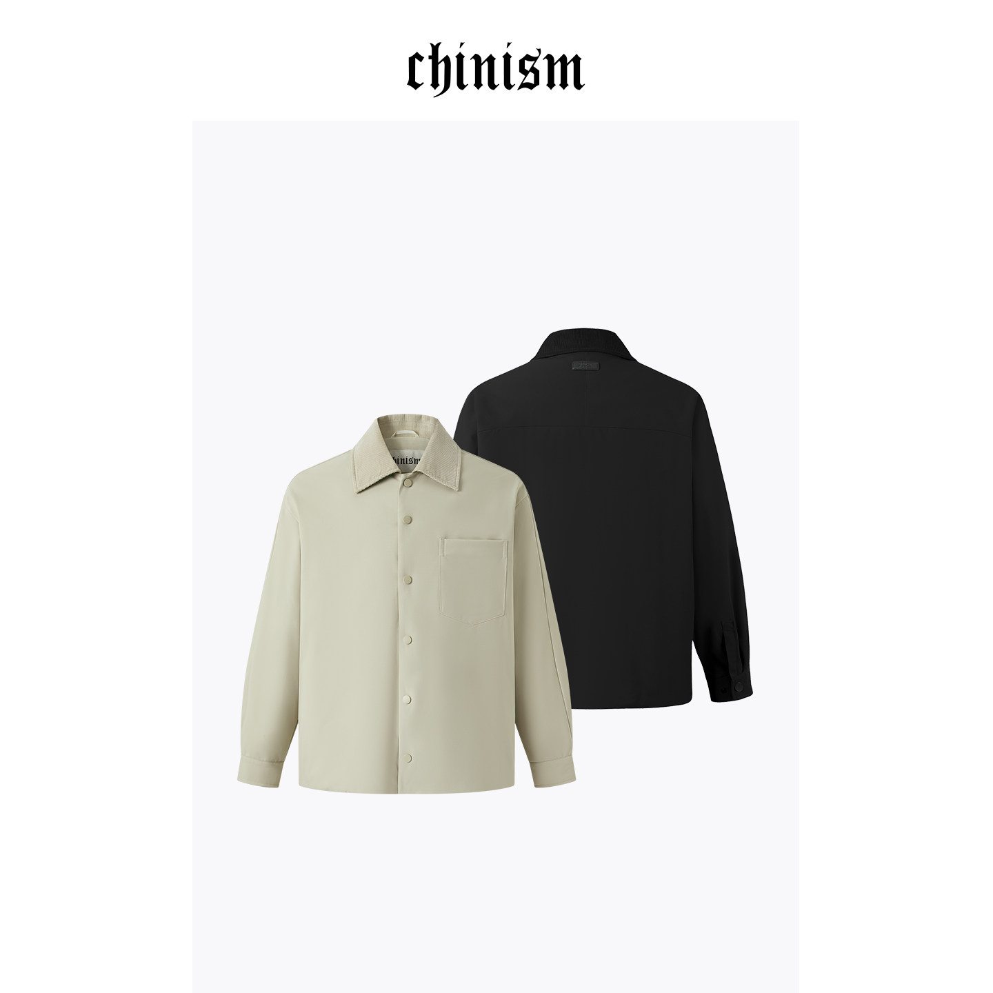 CHINISM赤尘 三防衬衫式短款宽松轻薄羽绒服男新款灯芯绒拼接外套