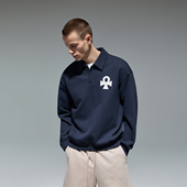 美式 CHINISM 幸运之符POLO领卫衣男新款 翻领男生藏青色上衣外套