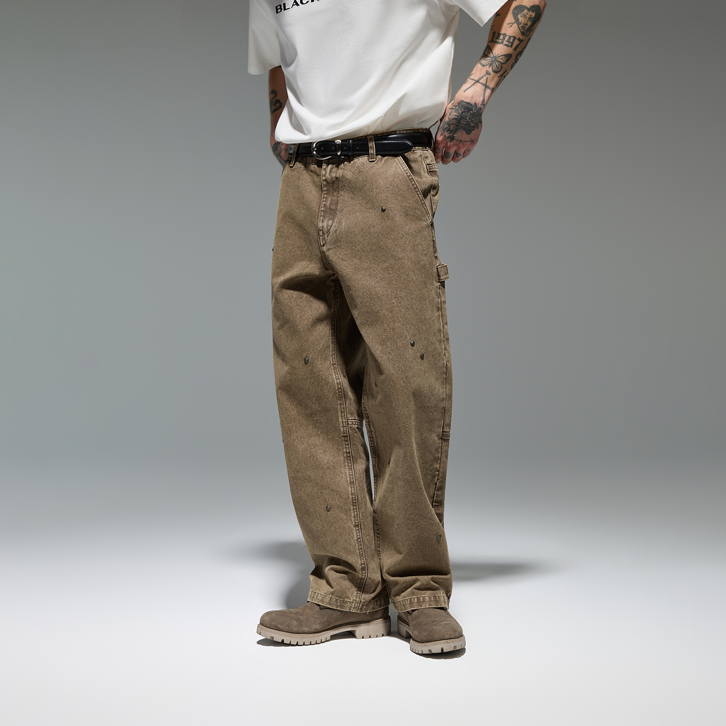 CHINISM赤尘 铆钉设计直筒工装裤男秋季长裤美式纯棉男士休闲裤