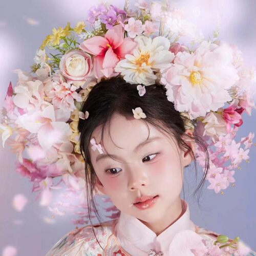 簪花儿童泉州浔埔绢花发箍女汉服头花头饰民族风拍照道具花环发饰