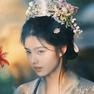 洛神莲花3D打印白色树脂汉服配饰仙气头冠写真墨雨云间古风发冠