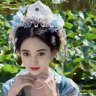 汉服配饰发冠仙气宋制3D打印头饰簪花头冠古风写真墨雨云间发饰女