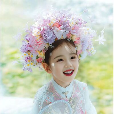 簪花儿童泉州浔埔绢花发箍花环