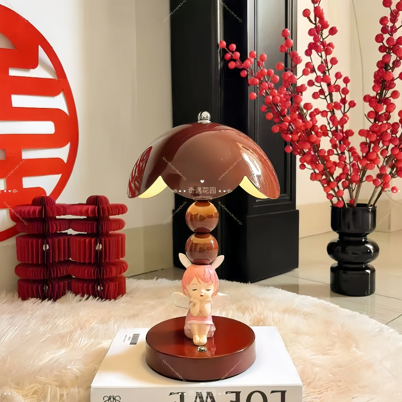 结婚长明灯一对天使宝宝陪嫁婚房装饰红色台灯新人礼物卧室床头灯