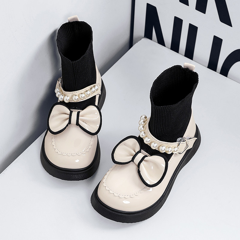 ABC IM女童加绒皮鞋公主鞋冬季女孩黑色蝴蝶结软底鞋英伦时尚单鞋,童鞋/婴儿鞋/亲子鞋,演出小黑鞋,淘宝优惠券,粉丝福利购,淘宝优惠卷