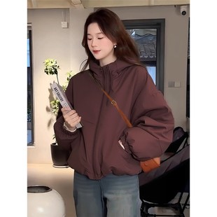 爆款连帽夹棉冲锋衣棉衣女款2025秋冬新款韩版宽松时尚加棉厚外套