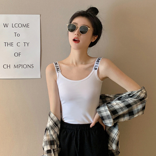 字母小吊带棉内搭美背打底背心女夏季薄款修身百搭网红爆款外穿潮