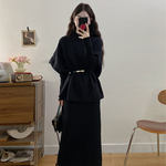 超火减龄穿搭一整套连衣裙女装秋冬大码胖mm显瘦高级感时髦两件套