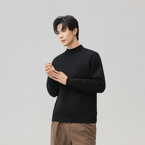 DESSO纯色高领内搭宽松加绒打底针织衫