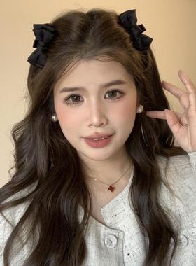 黑色小号蝴蝶结公主头发夹侧边刘海头饰2024新款高级感网红小抓夹