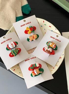 2025新款圣诞节装饰少女发夹头饰品可爱刘海发卡儿童氛围节日礼物