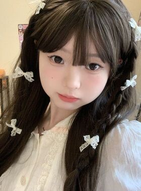 田园风米白色蕾丝发夹可爱迷你小号蝴蝶结编发夹发饰碎发夹少女