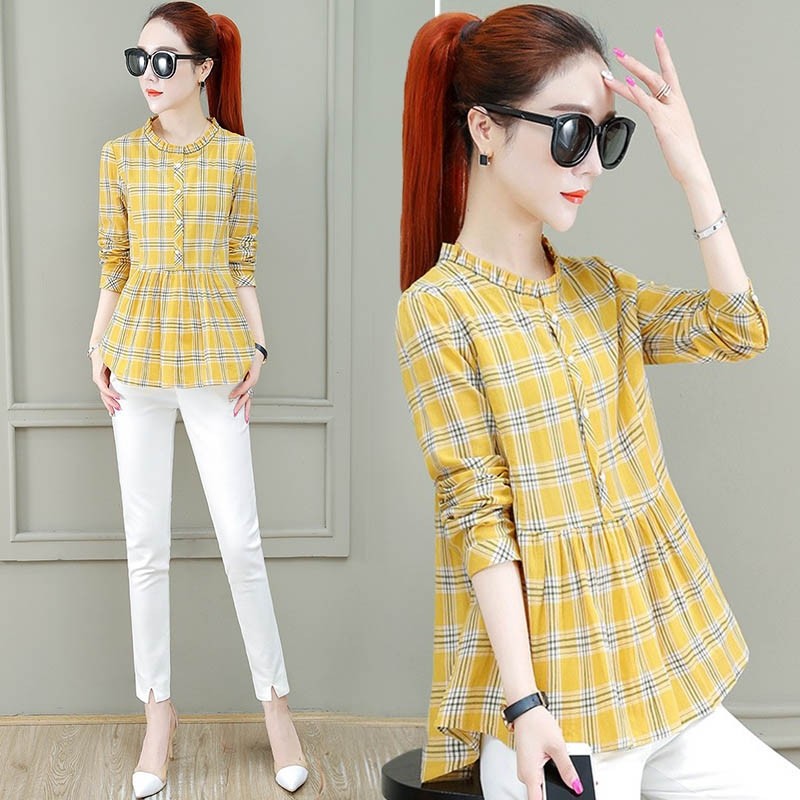 久利诗官方旗舰店官网格子衬衫2020年新以纯色女装款潮流女装早秋