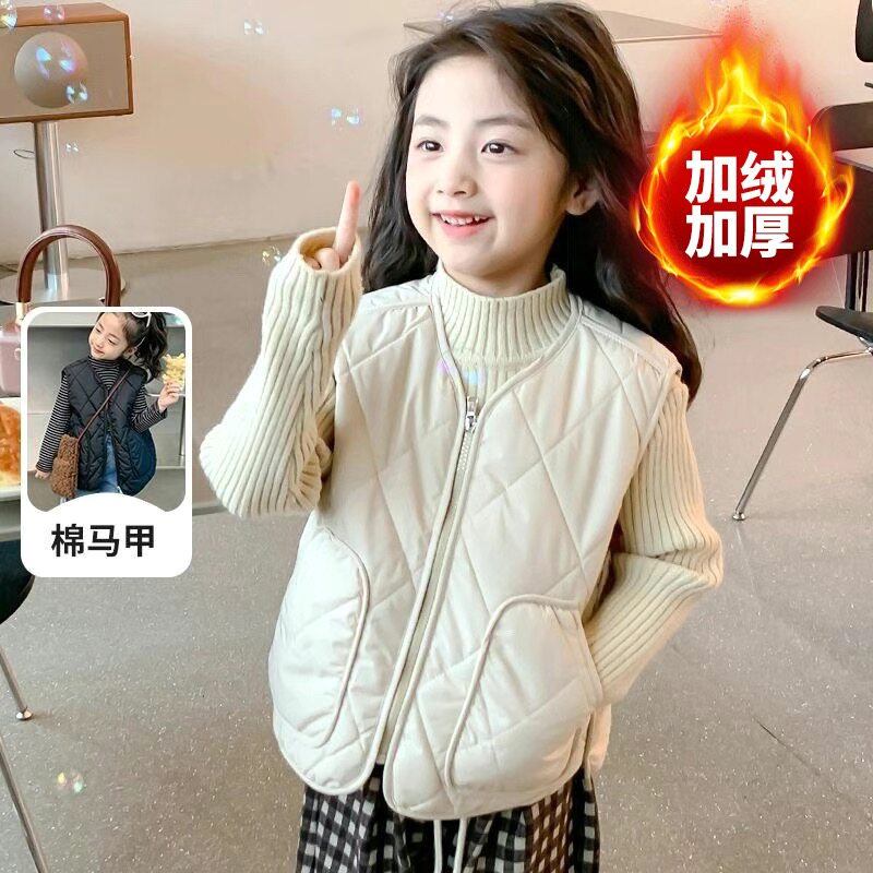 新款儿童加绒棉马甲男童女童保暖内胆大中小童坎肩外穿背心韩版冬