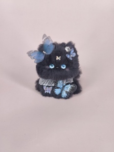 【蝴蝶黑猫】原创设计猫猫汽车摆件成品小猫玩具玄猫挂件