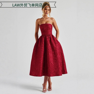 satin party deep neck dress抹胸连衣裙高级晚礼服春夏提 Sexy