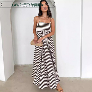 slim dress独立站时尚 fit lace 印花露背吊带性 sleeveless Sexy