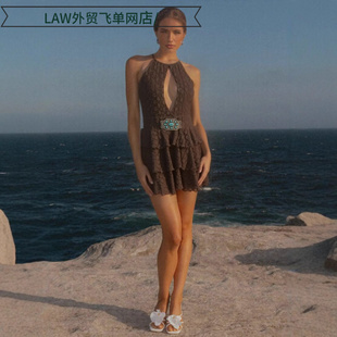 deep top Sexy dress挂脖蛋糕短裙时尚 camisole ball 海 sequin